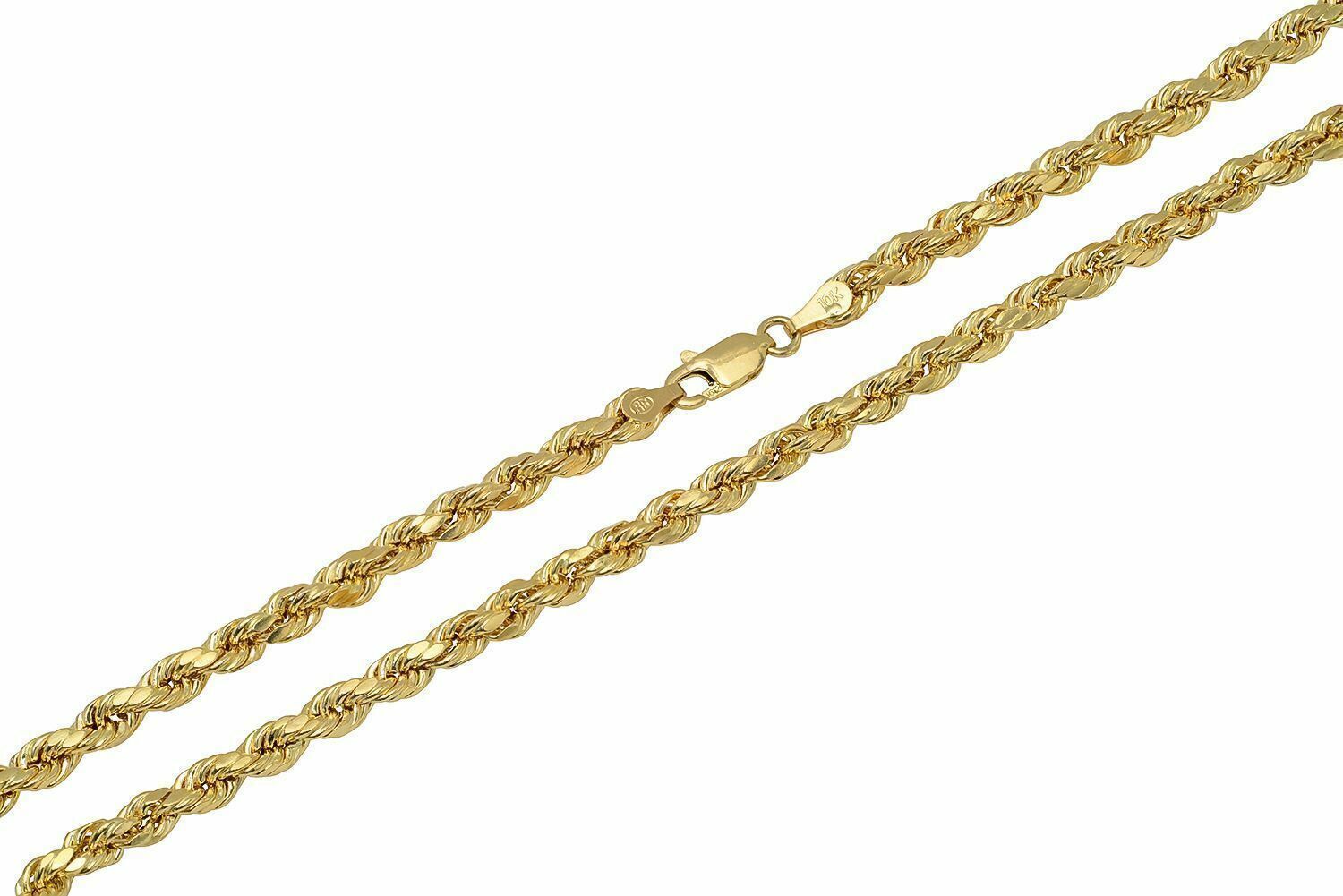 10k Yellow Gold Diamond Cut Rope Chain Necklace