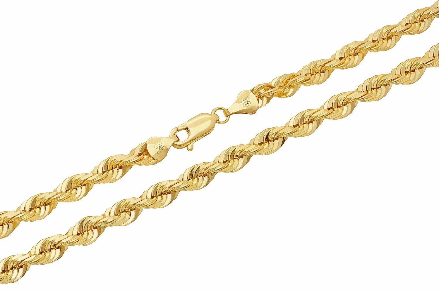 10k Yellow Gold Diamond Cut Rope Chain Necklace