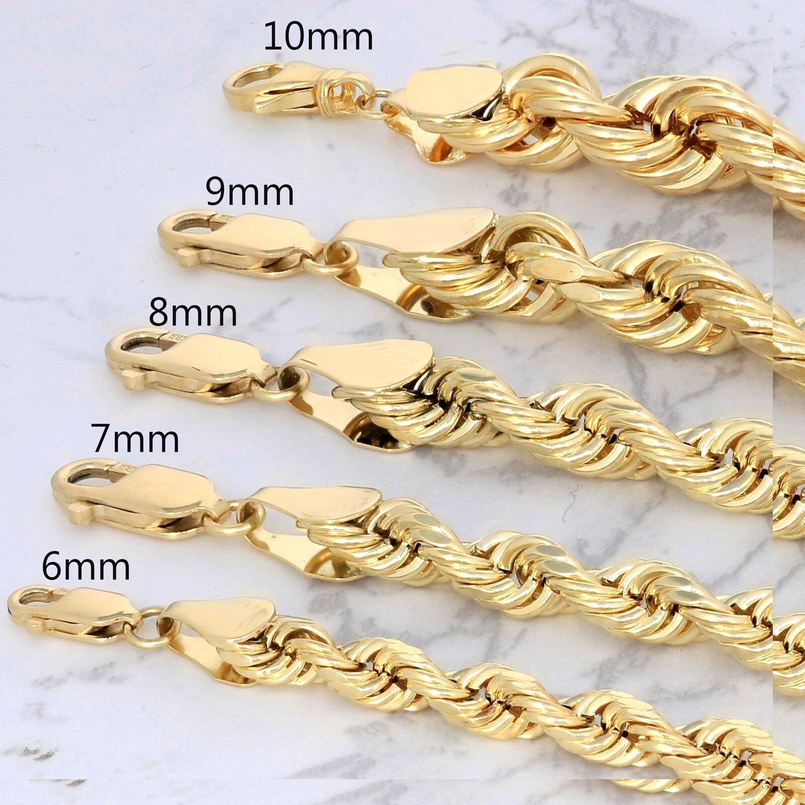 10K Yellow Gold Rope Chain Necklace or Bracelet
