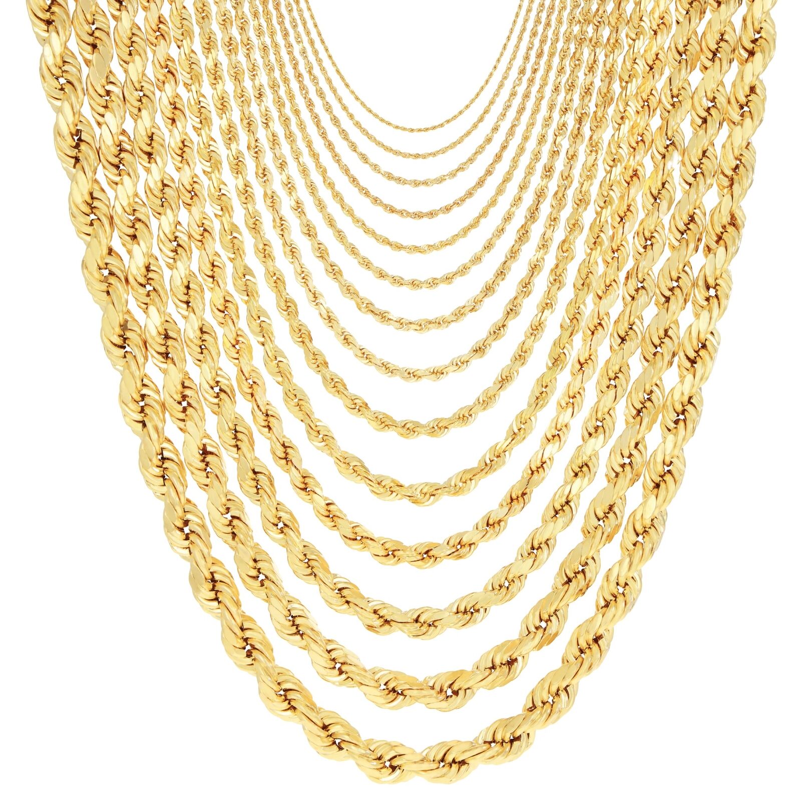 10K Yellow Gold Diamond Cut Rope Chain Necklace