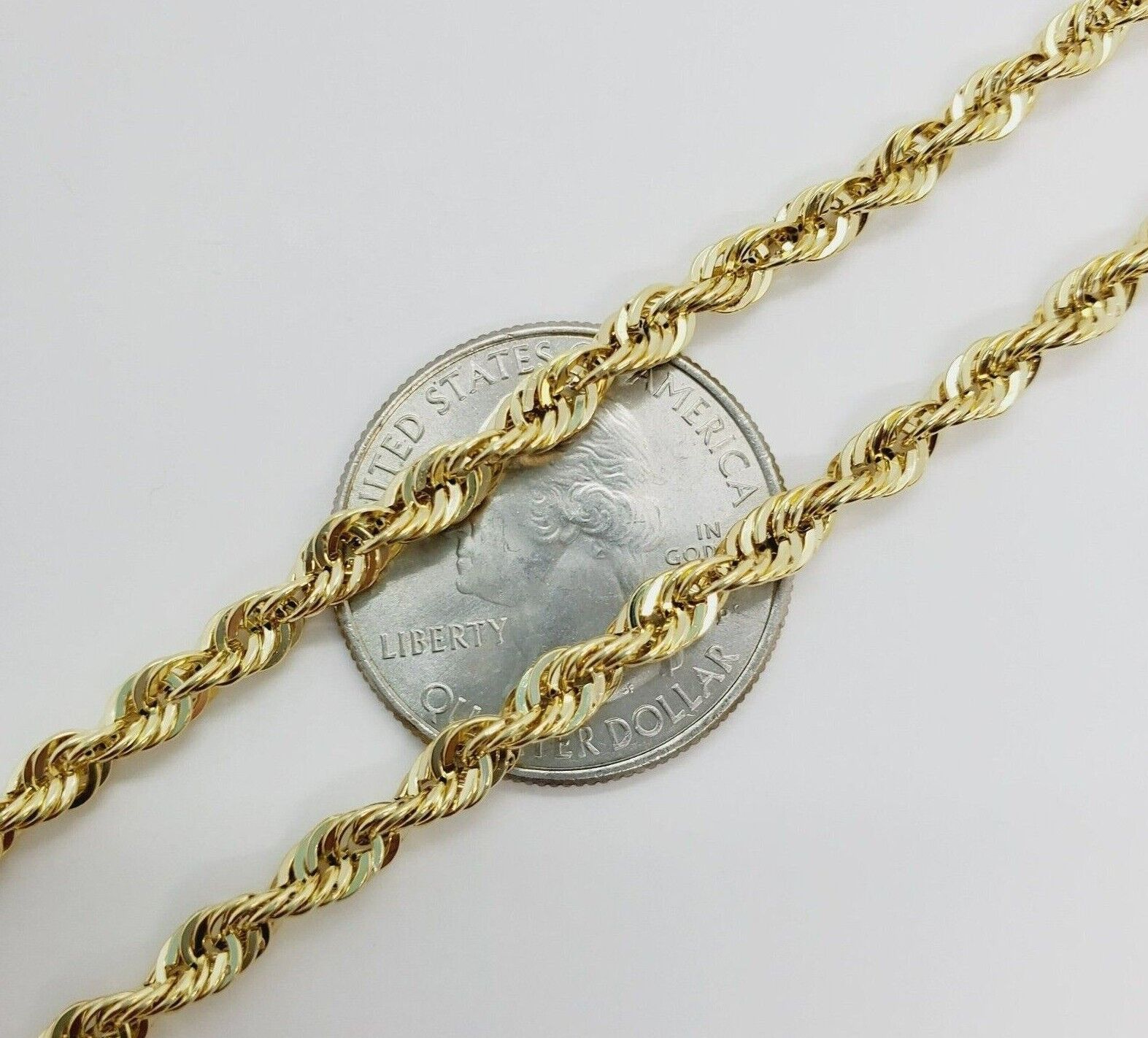 10K Solid Gold Rope Chain Necklace 16"-30