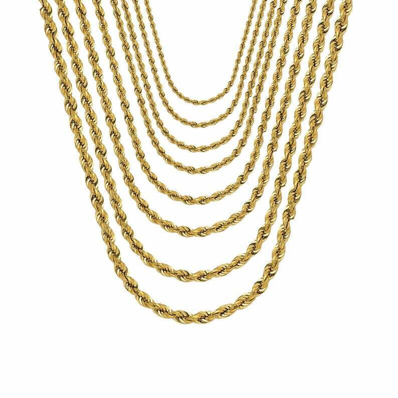 10K Yellow Gold Diamond Cut Rope Chain Set