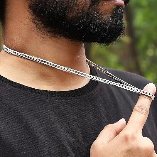 22" Real Miami Cuban Link Sterling Silver Necklace
