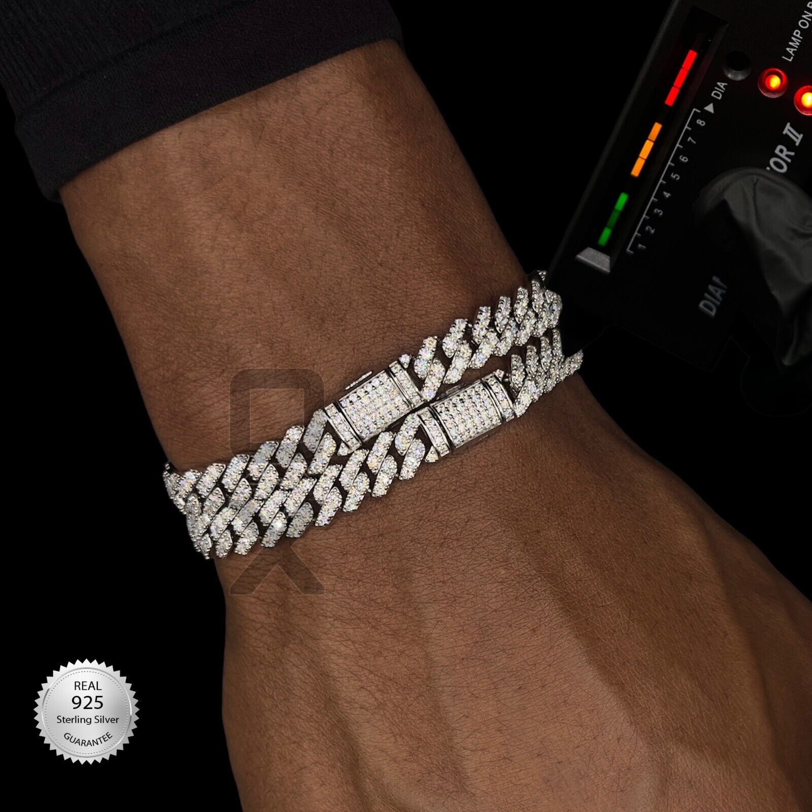 Real MOISSANITE Miami Cuban Link Bracelet 925 Silver