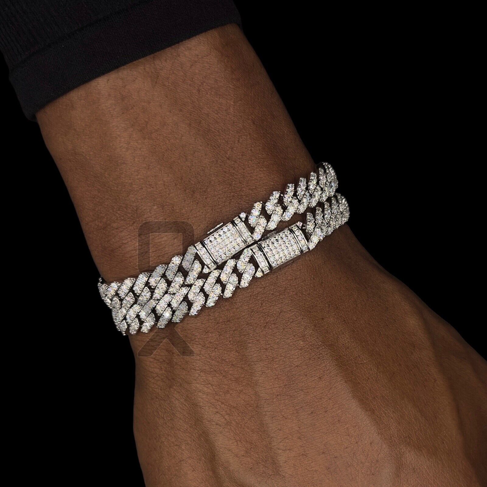 Real MOISSANITE Miami Cuban Link Bracelet 925 Silver