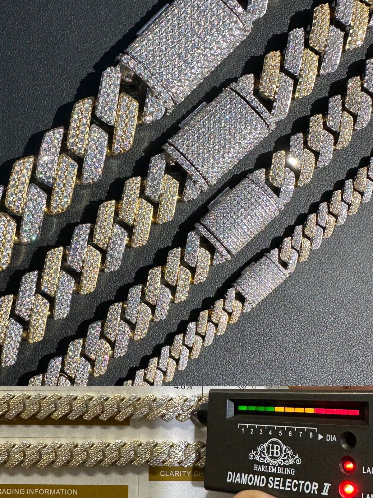 Real Moissanite Cuban Link Chain Gold Plated 925