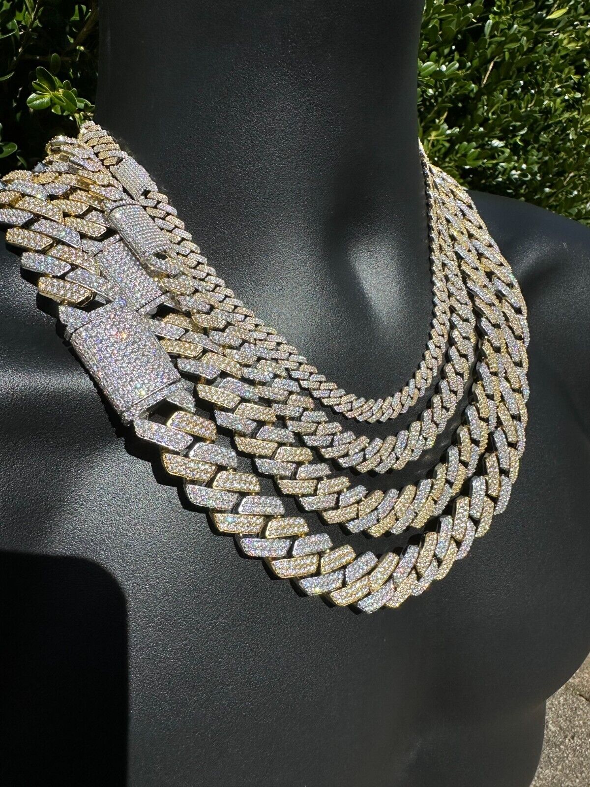 Real Moissanite Cuban Link Chain Gold Plated 925