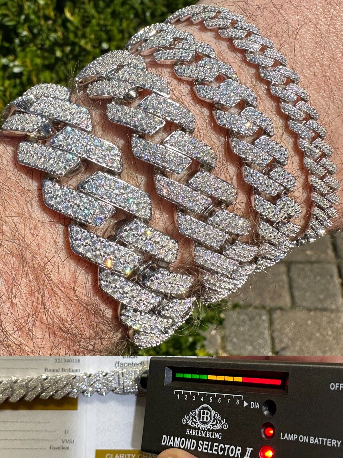 MOISSANITE Miami Cuban Link Bracelet Sterling Silver