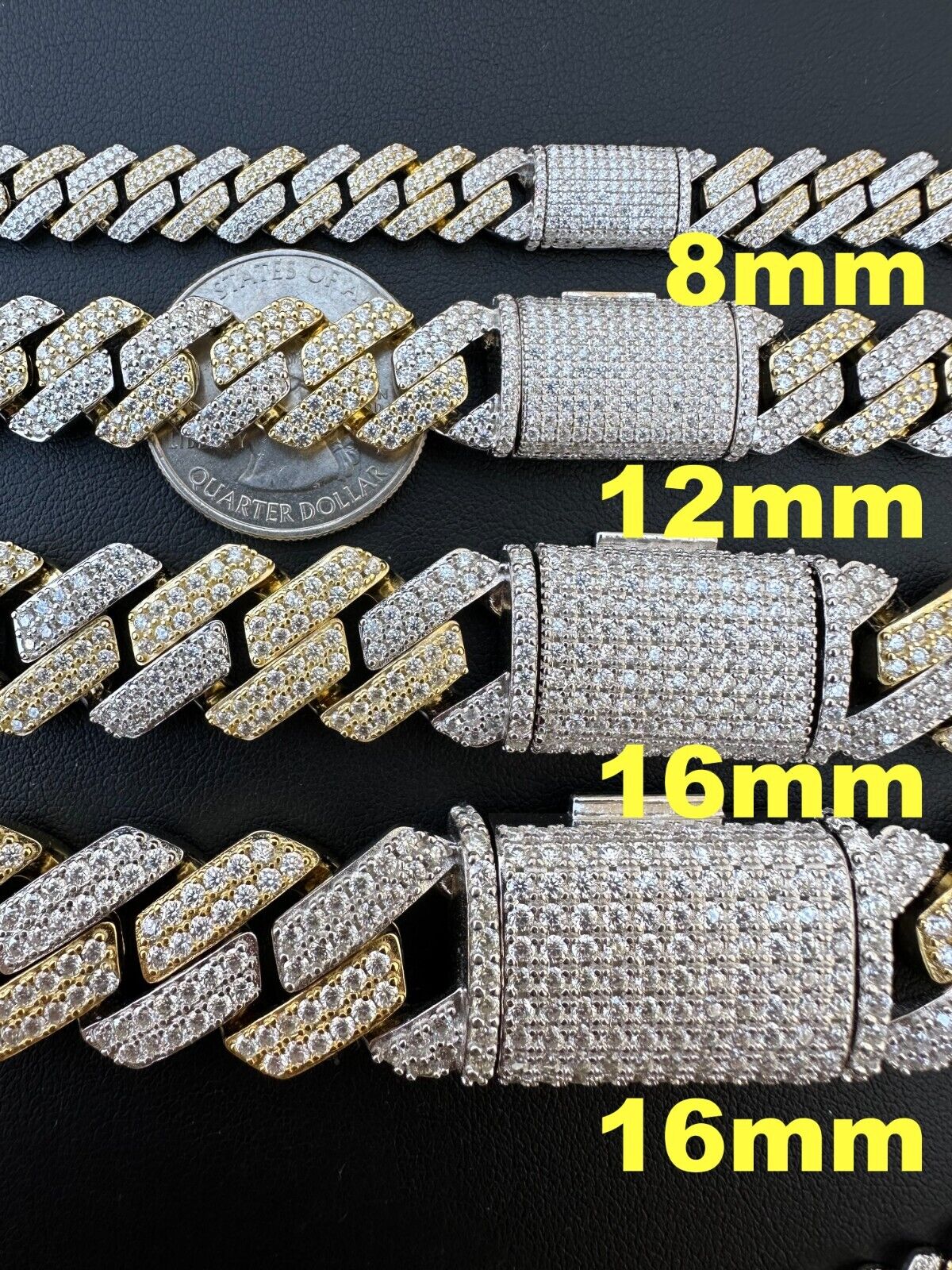 Real Moissanite Cuban Link Chain Gold Plated 925