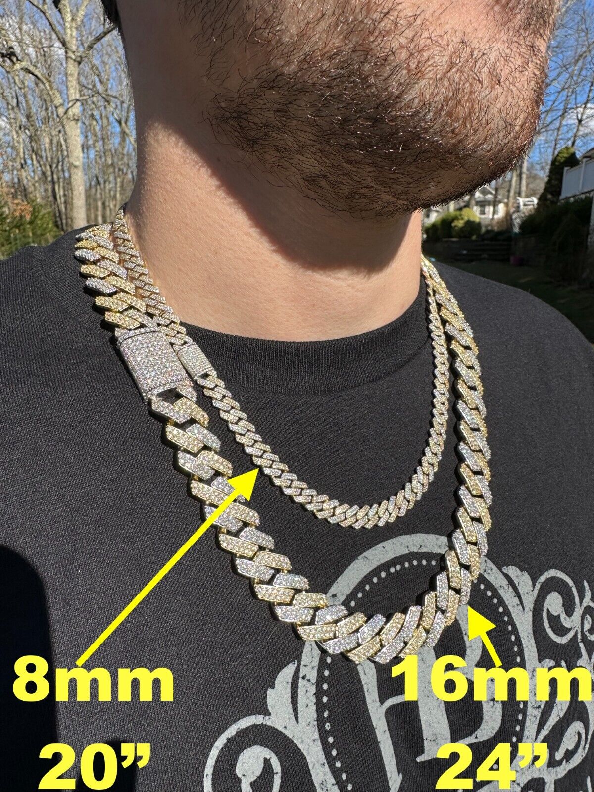 Real Moissanite Cuban Link Chain Gold Plated 925
