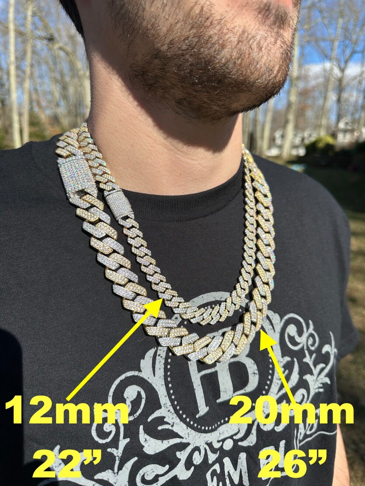 Real Moissanite Cuban Link Chain Gold Plated 925