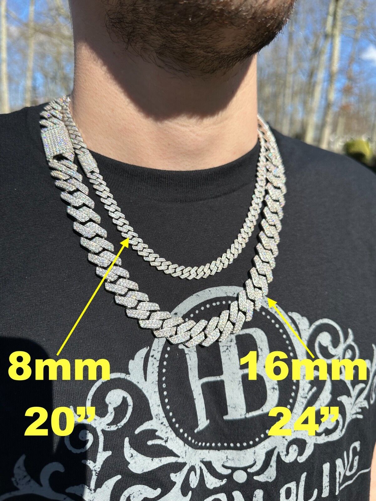 Iced Hip Hop 925 Silver Miami Cuban Link Necklace