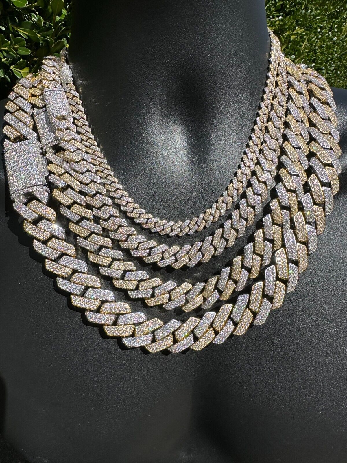 Real Moissanite Cuban Link Chain Gold Plated 925