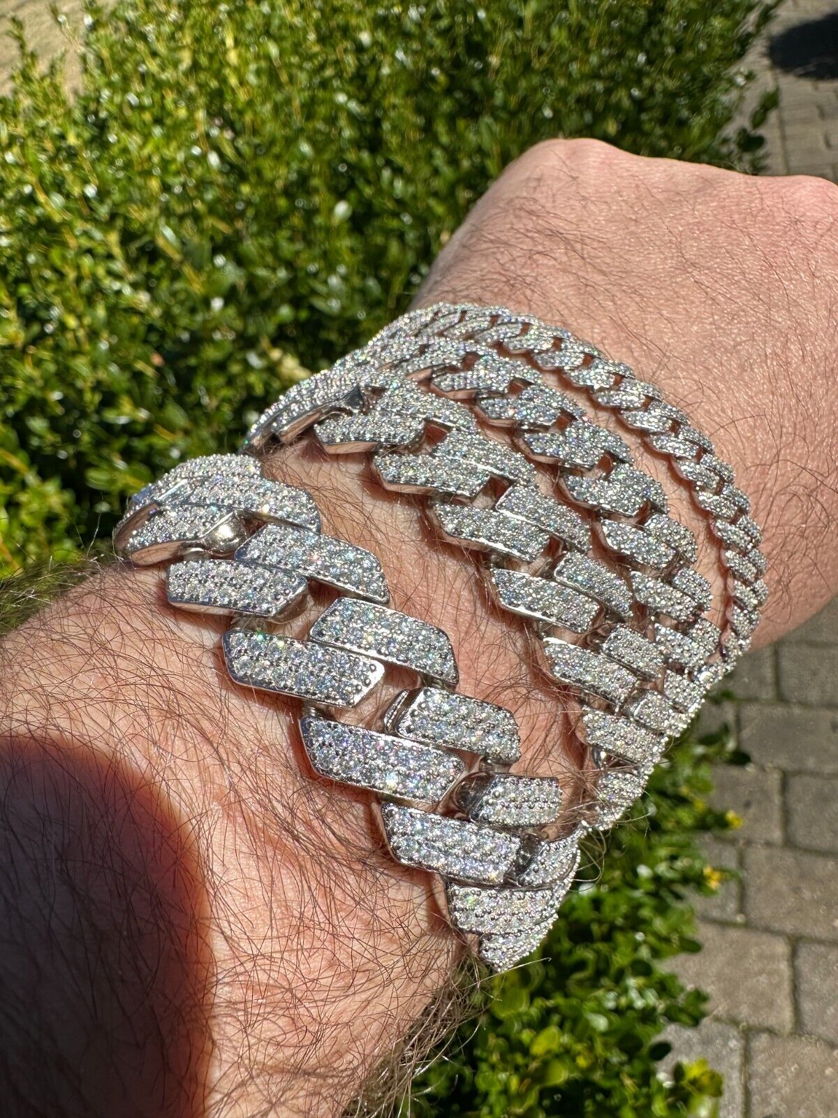 MOISSANITE Miami Cuban Link Bracelet Sterling Silver