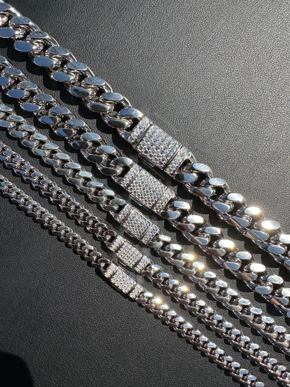 925 Silver Miami Cuban Chain Necklace with Moissanite Clasp