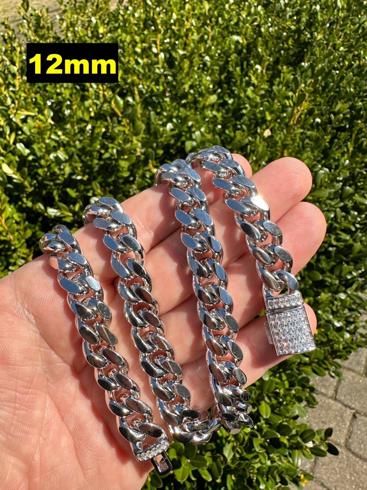 925 Silver Miami Cuban Chain Necklace with Moissanite Clasp