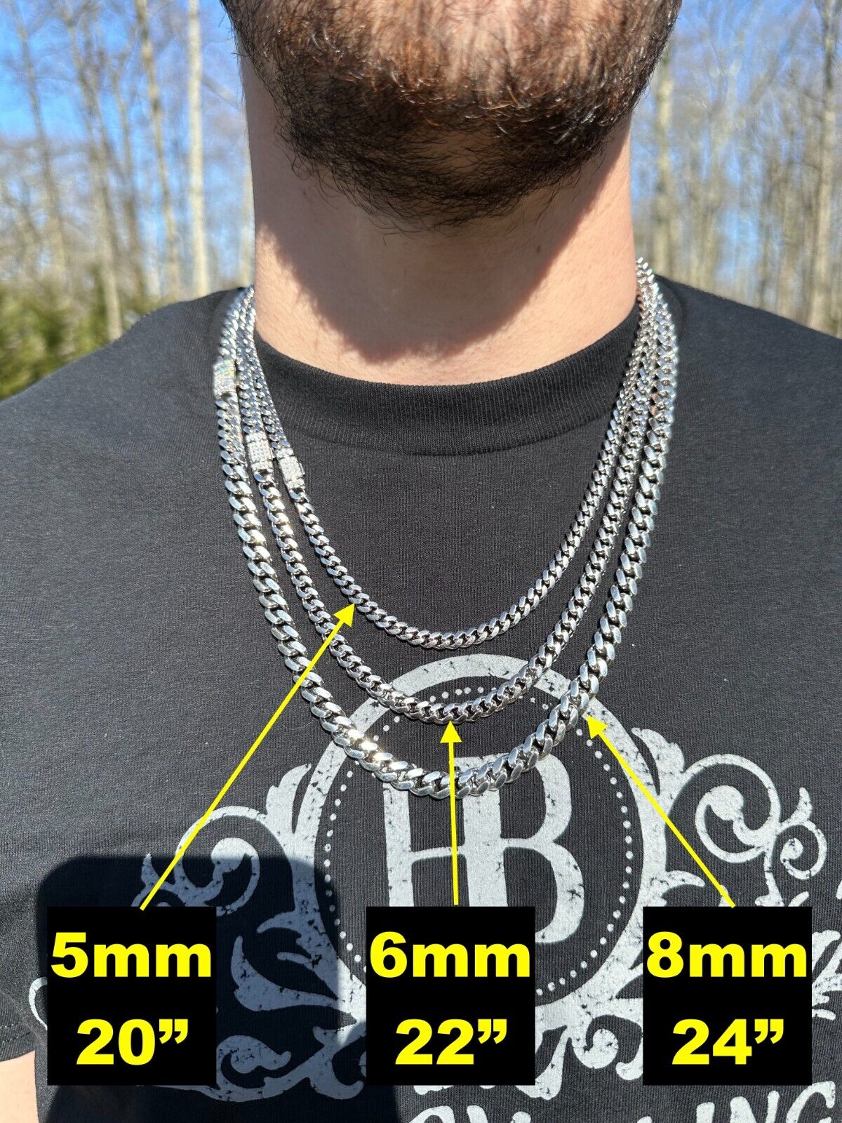 925 Silver Miami Cuban Chain Necklace with Moissanite Clasp