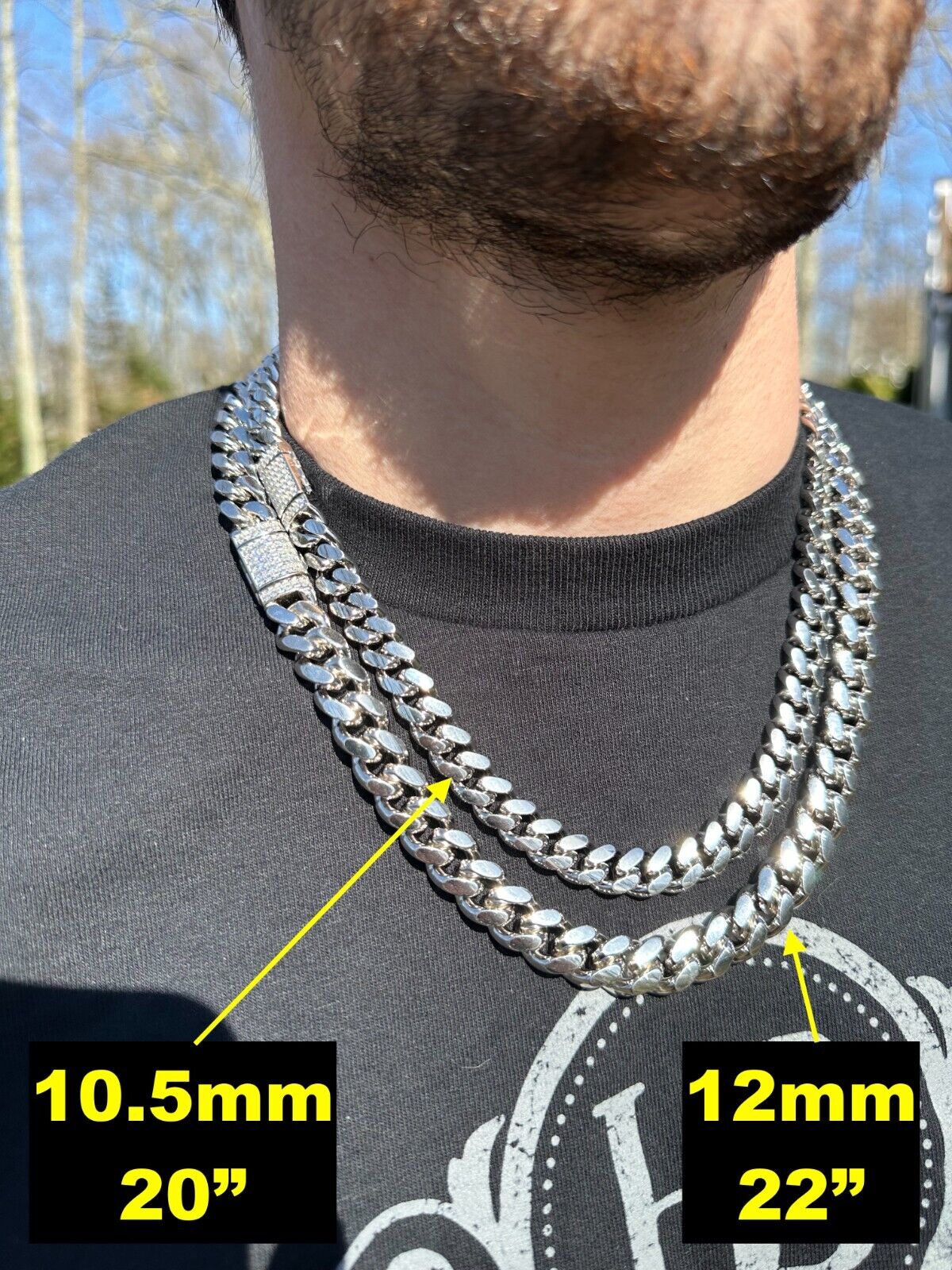 925 Silver Miami Cuban Chain Necklace with Moissanite Clasp