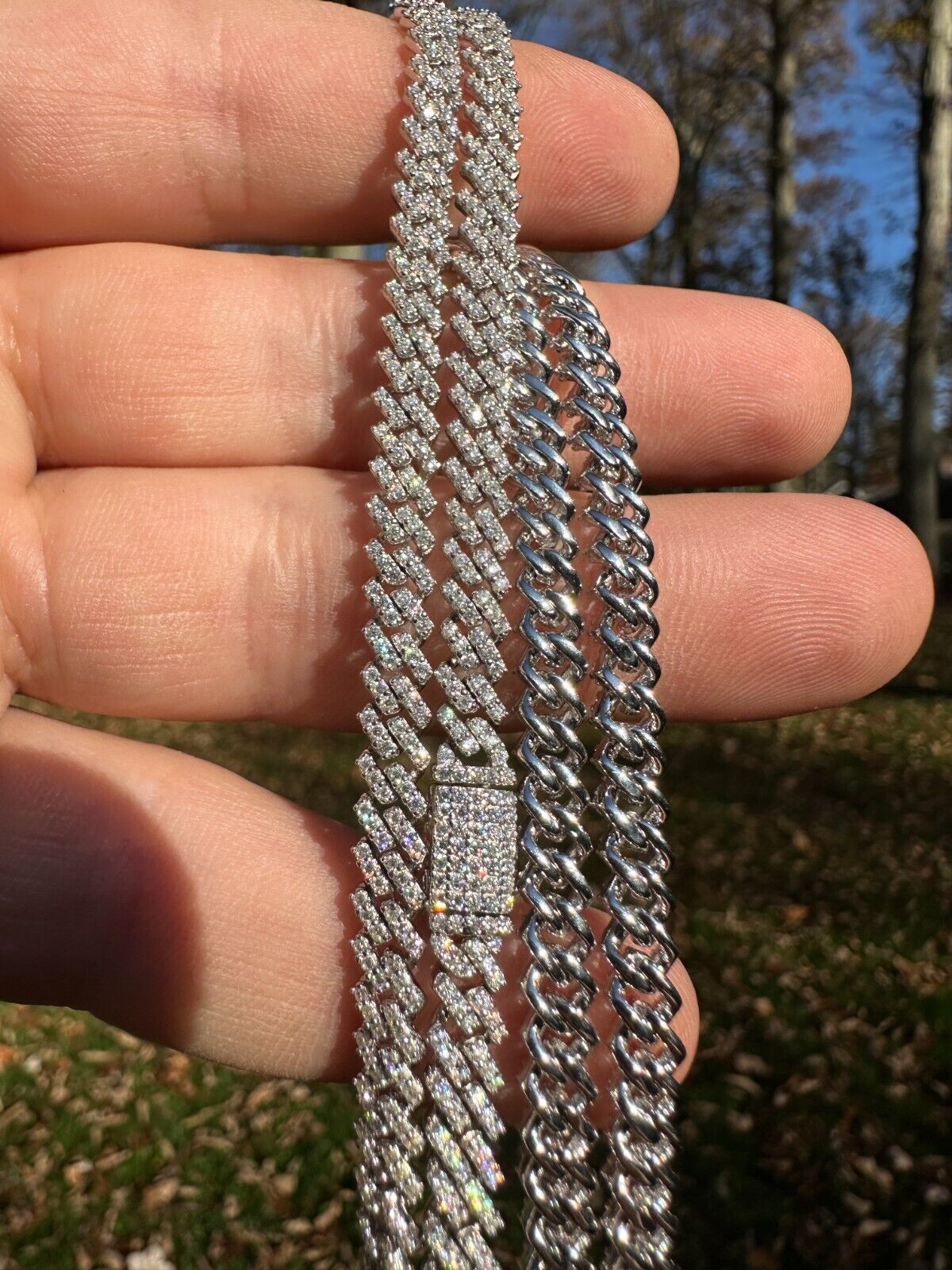 5mm Moissanite Micro Miami Cuban Link 925 Silver Necklace