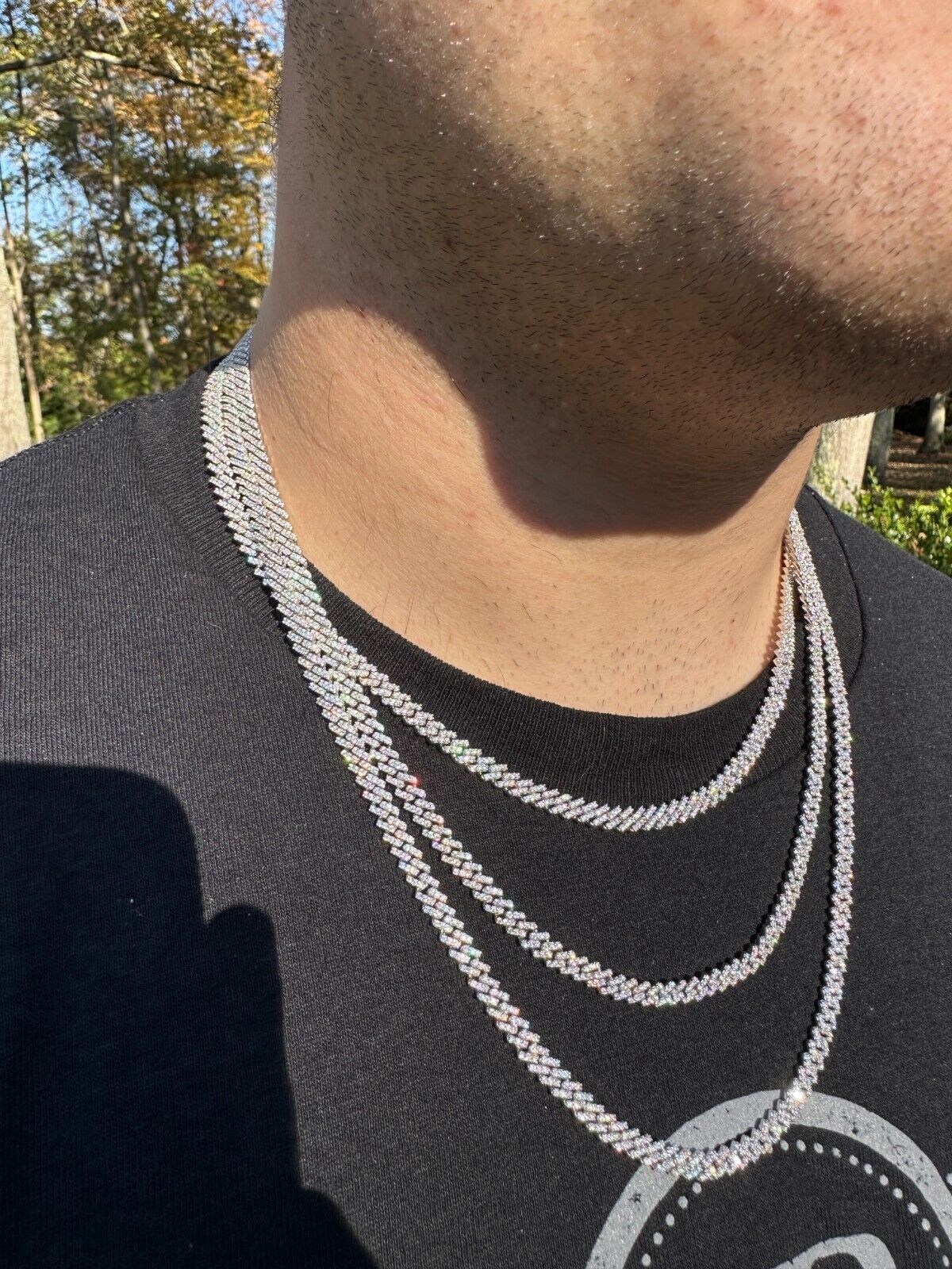 5mm Moissanite Micro Miami Cuban Link 925 Silver Necklace