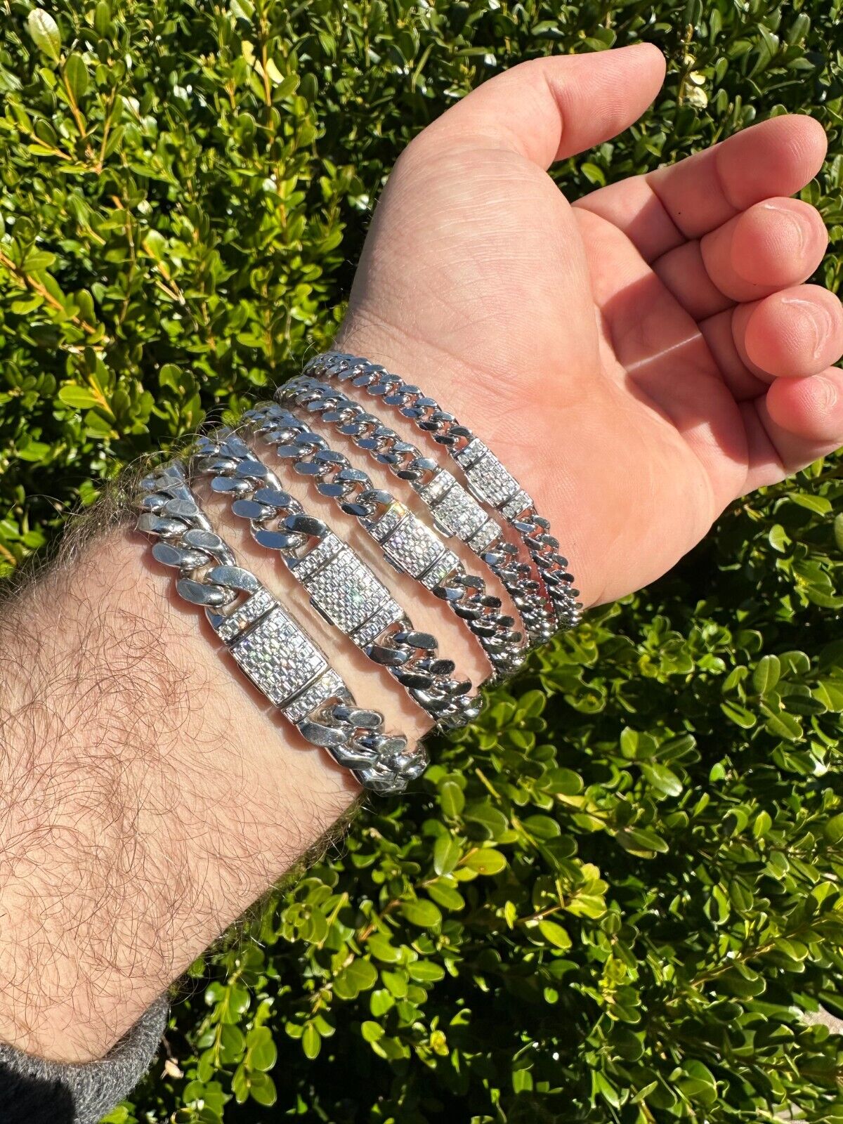 Baguette MOISSANITE Cuban Link Chain Necklace & Bracelet