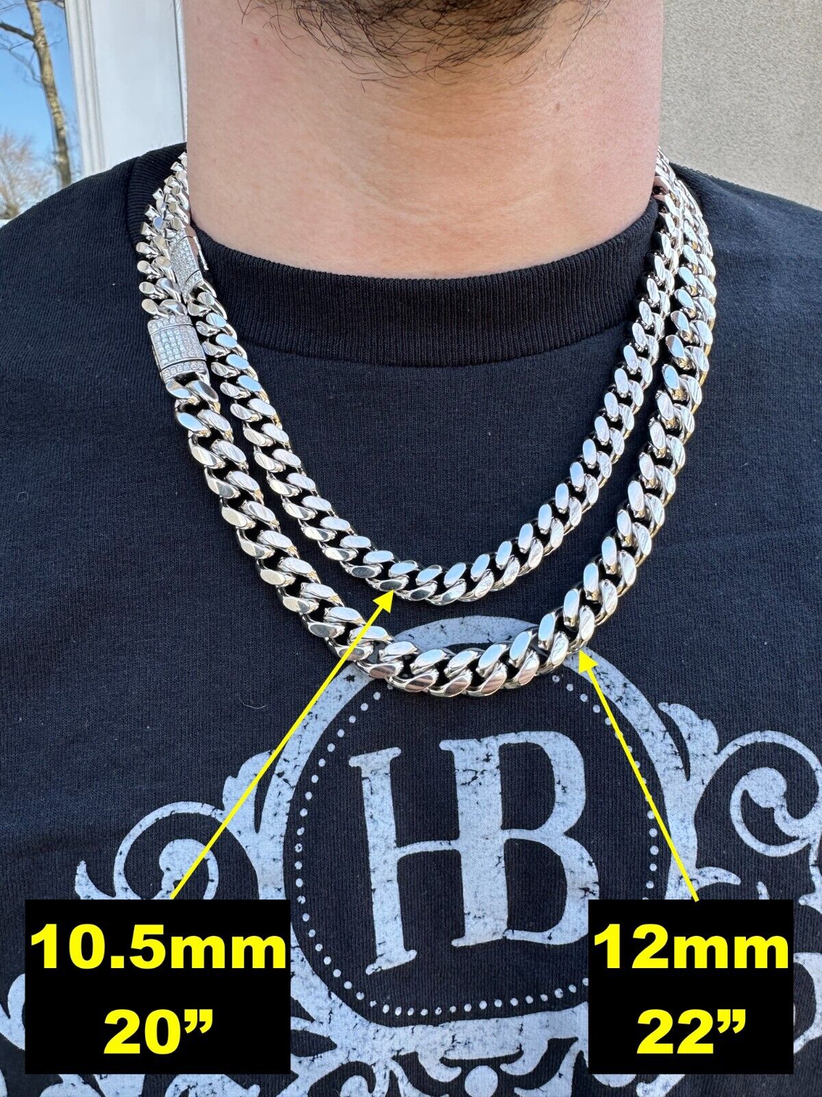 Baguette MOISSANITE Cuban Link Chain Necklace & Bracelet