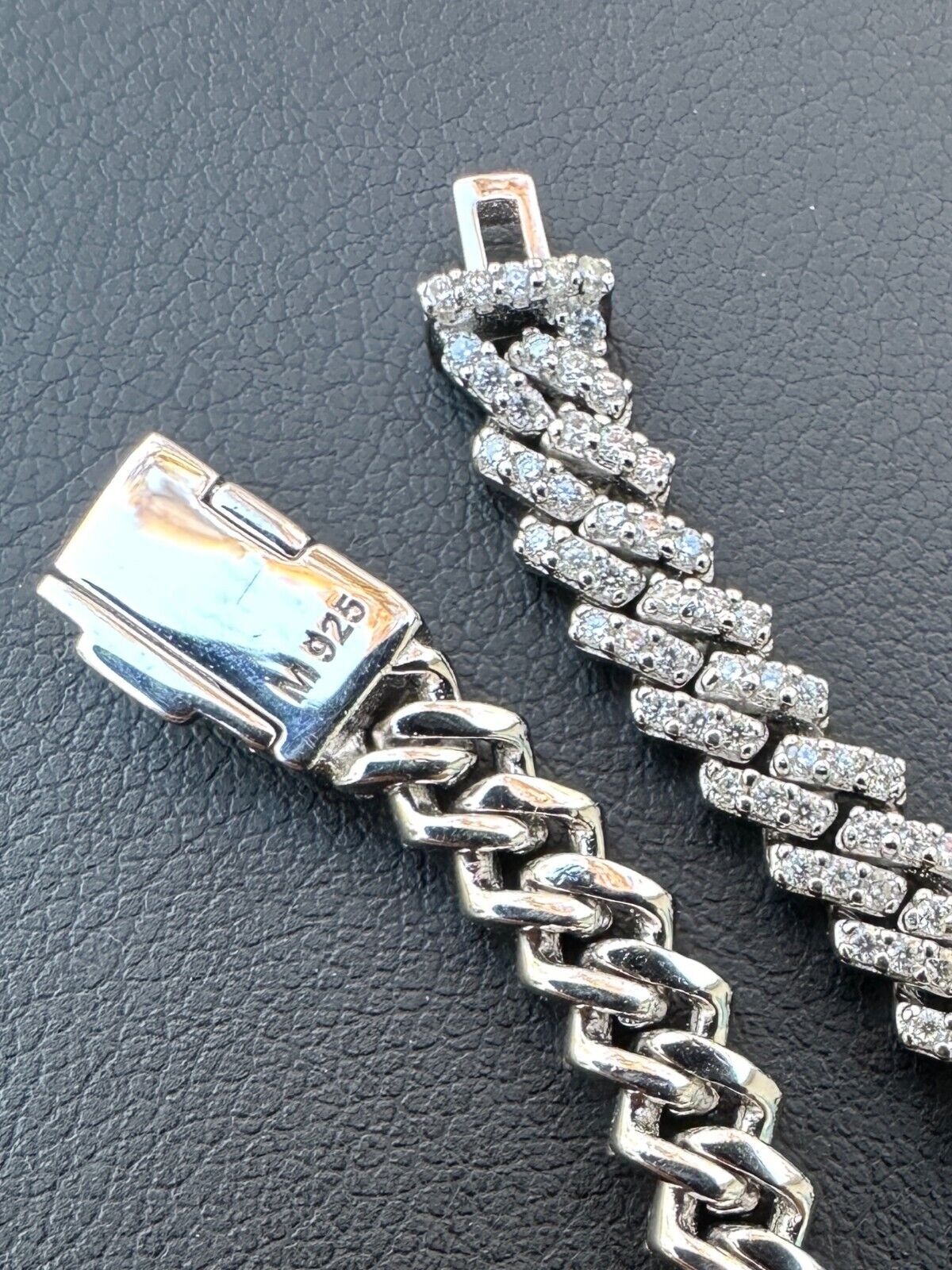 5mm MOISSANITE Miami Cuban Link Prong Bracelet Silver