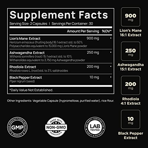 16x Strength Lions Mane Adaptogen Nootropic Supplement