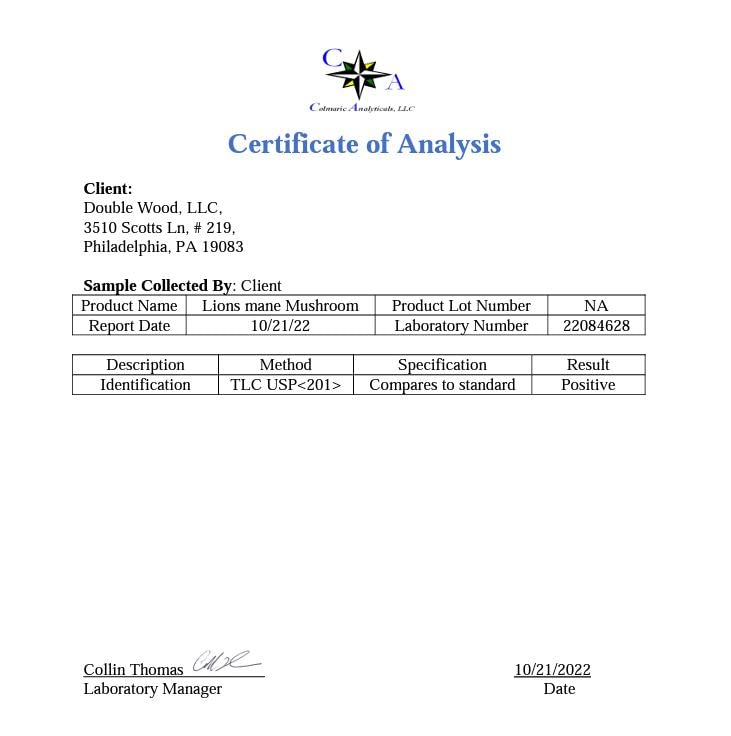 Double Wood's Lions Mane Mushroom Capsules - 2 Months