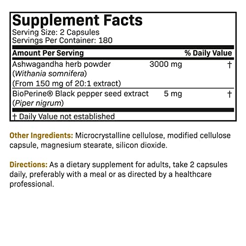 Extra Strength Ashwagandha Capsules - 360 ct