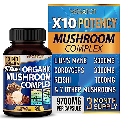 VEGATOT 10-in-1 Nootropic Mushroom Supplement - 3 Months
