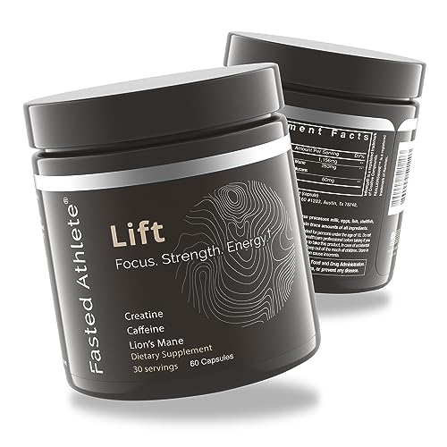 Fasted Athlete – Lift – Daily Energy Supplement, Organic Lion’s Mane Mushroom for Focus and Boosted Cognition + Creatine for Sustained Energy and Strength, 60 Count