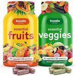 Kwala Nutrition Fruits and Veggies Supplement for Energy Balance - 90 Fruit & 90 Veggie Capsules - 2 Pack - Whole Food Fruit and Vegetable Supplements for Women & Men - Vegan, Soy Free, Made in USA