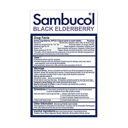 Black Elderberry Cold and Flu Relief Tablets, 30 Count