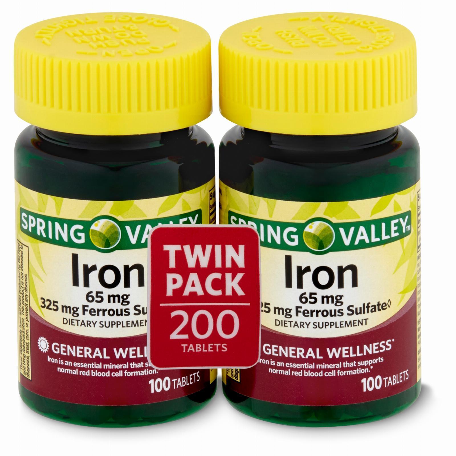 Iron Tablets - Spring Valley Twin Pack 100cnt
