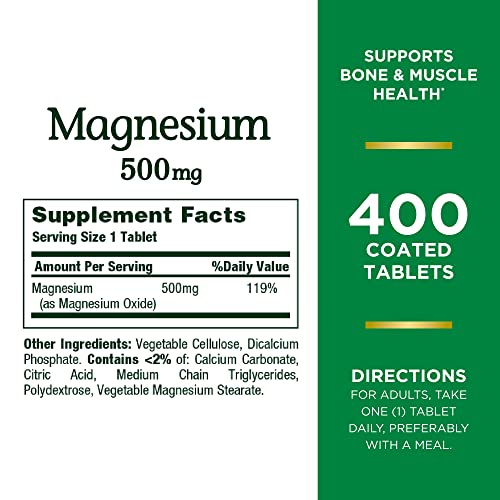 Magnesium 500mg Tablets for Bone & Muscle Health
