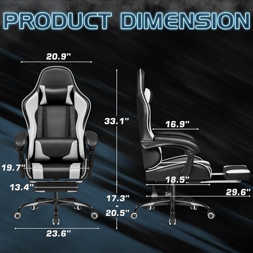 Homall Video Game Chair with Footrest and Massage for Gamers