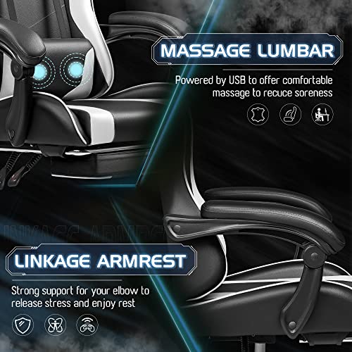 Homall Video Game Chair with Footrest and Massage for Gamers