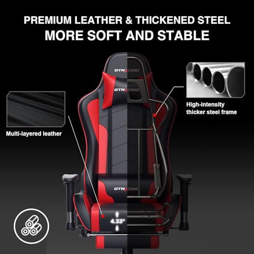 GTRACING Gaming Chair Bluetooth Speakers Footrest Ergonomic Heavy Duty