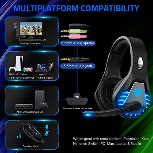 Pacrate Gaming Headset with Mic: PC PS5 PS4