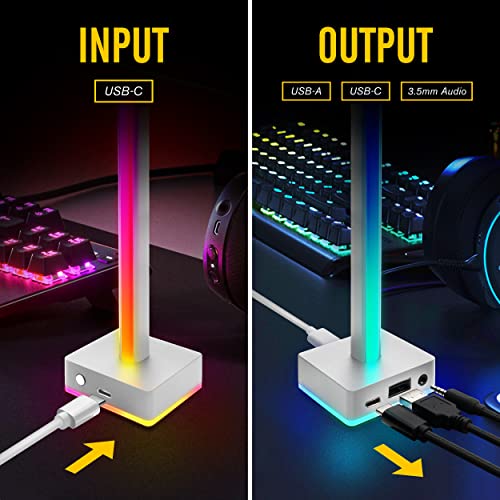 EZDIY-FAB RGB USB LED Headphone Stand Desk Organizer