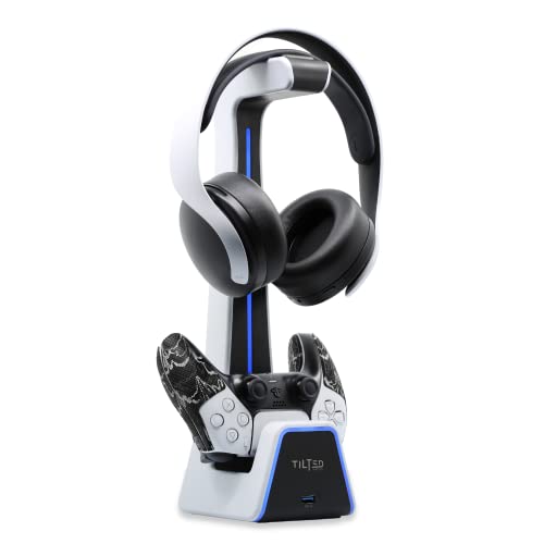 White Tilted Nation Stand for PS4/PS5 Headset & Controller