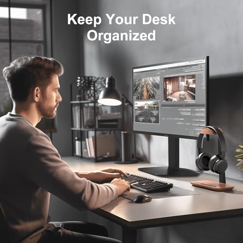 Walnut Headphone Stand with Storage Base for Gaming