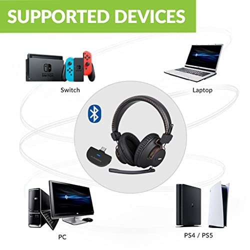 Wireless Bluetooth Headphones with Mic for PS5 & Switch