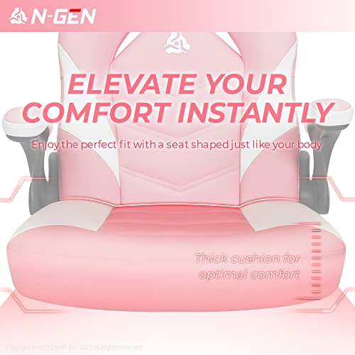 N-GEN Video Gaming Chair with Lumbar Support, Pink