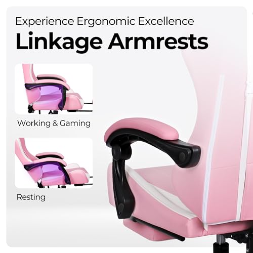 N-GEN High Back Gaming Chair with Footrest (Pink)