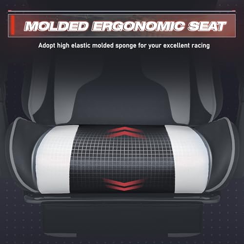 Furmax Gaming Chair with Footrest and Massage - White