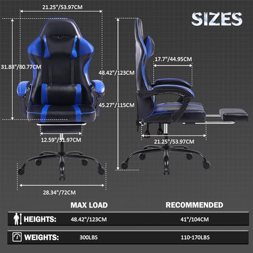 Ergonomic Video Game Chair with Footrest and Lumbar Support