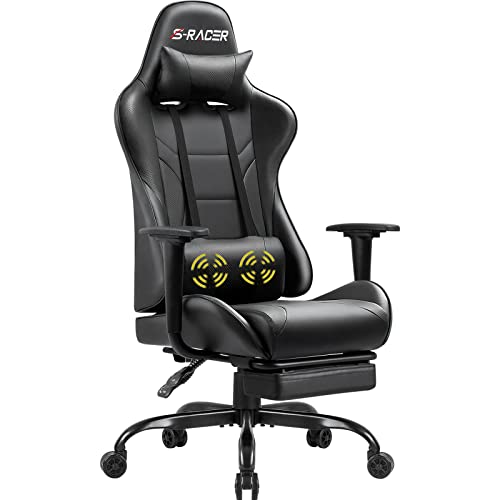 Homall Gaming Chair with Massage, Footrest, and Swivel