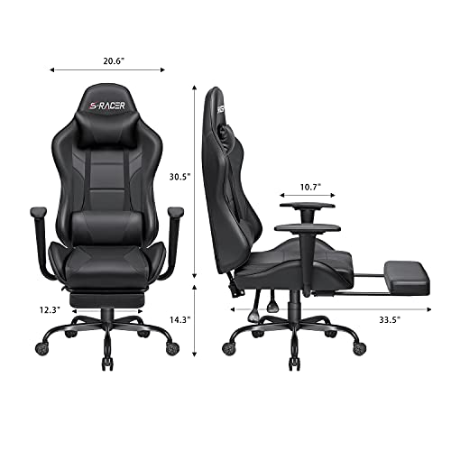 Homall Gaming Chair with Massage, Footrest, and Swivel